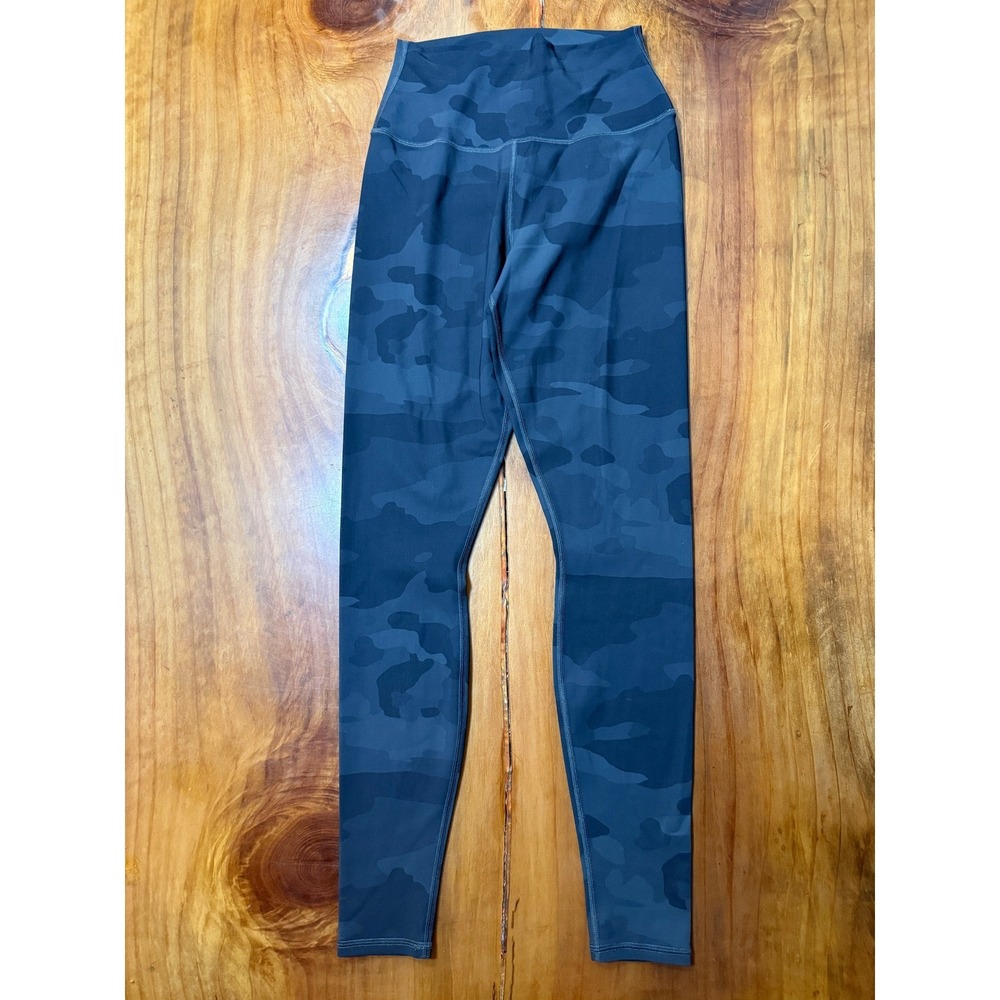 Alo Women's Leggings High Rise Camo Full Length Small Gray Black Vapor F3-16